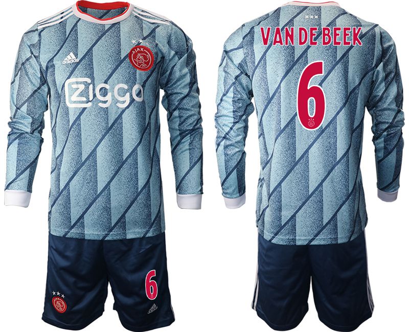 Men 2020-2021 club ajax away long sleeve #6 blue Soccer Jerseys
